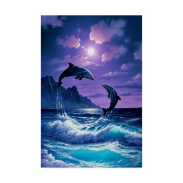 Trademark Fine Art Anthony Casay 'Jumping Dolphins' Canvas Art, 12x19 ALI20372-C1219GG